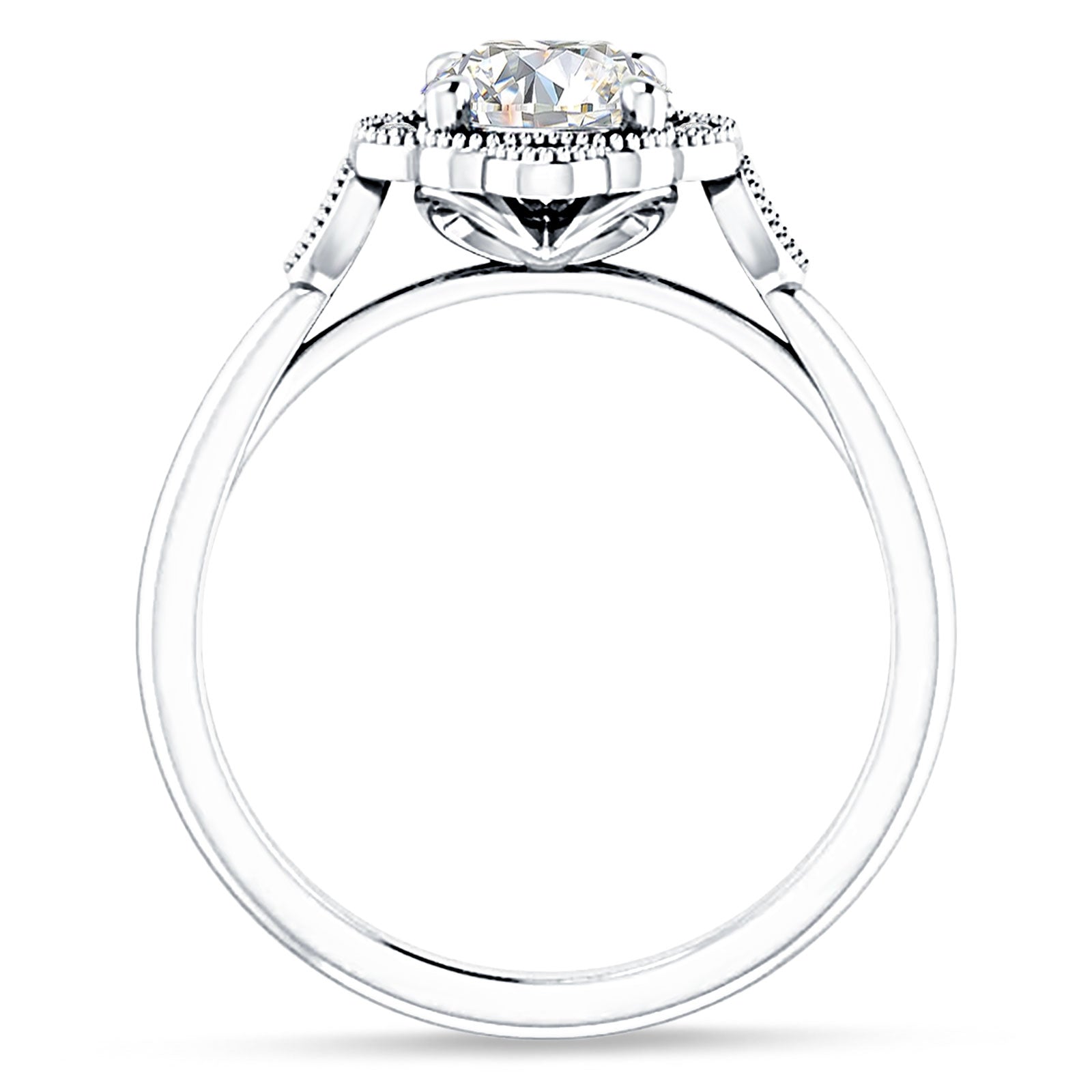 IGI Certified Round 3 Carat Lab Grown Diamond Art Deco Floral Beaded Ring