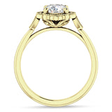 18K Gold IGI Certified Round 1 Carat Lab Grown Diamond Art Deco Floral Beaded Ring