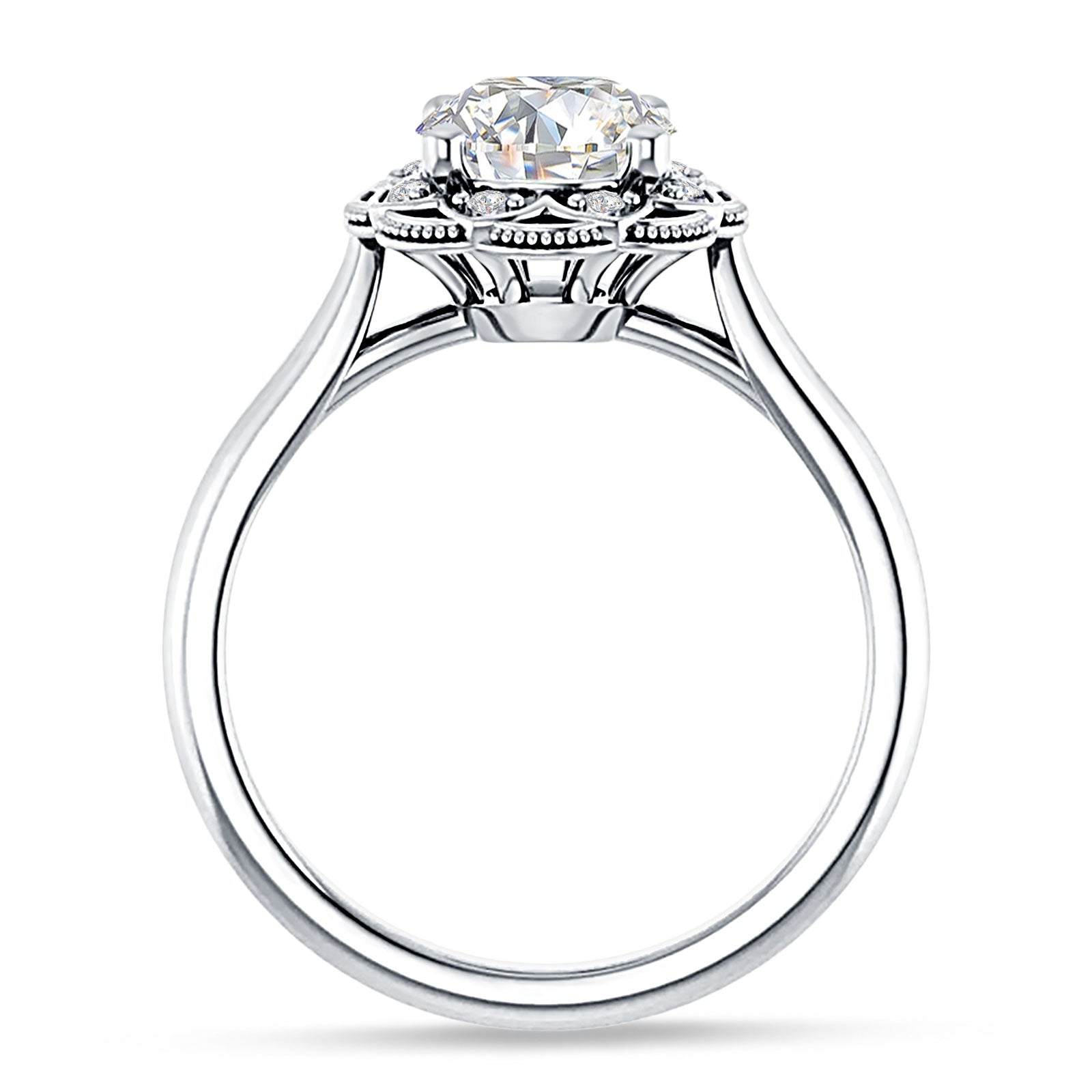 18K Gold IGI Certified Round 3 Carat Lab Grown Diamond Art Deco Floral Ring