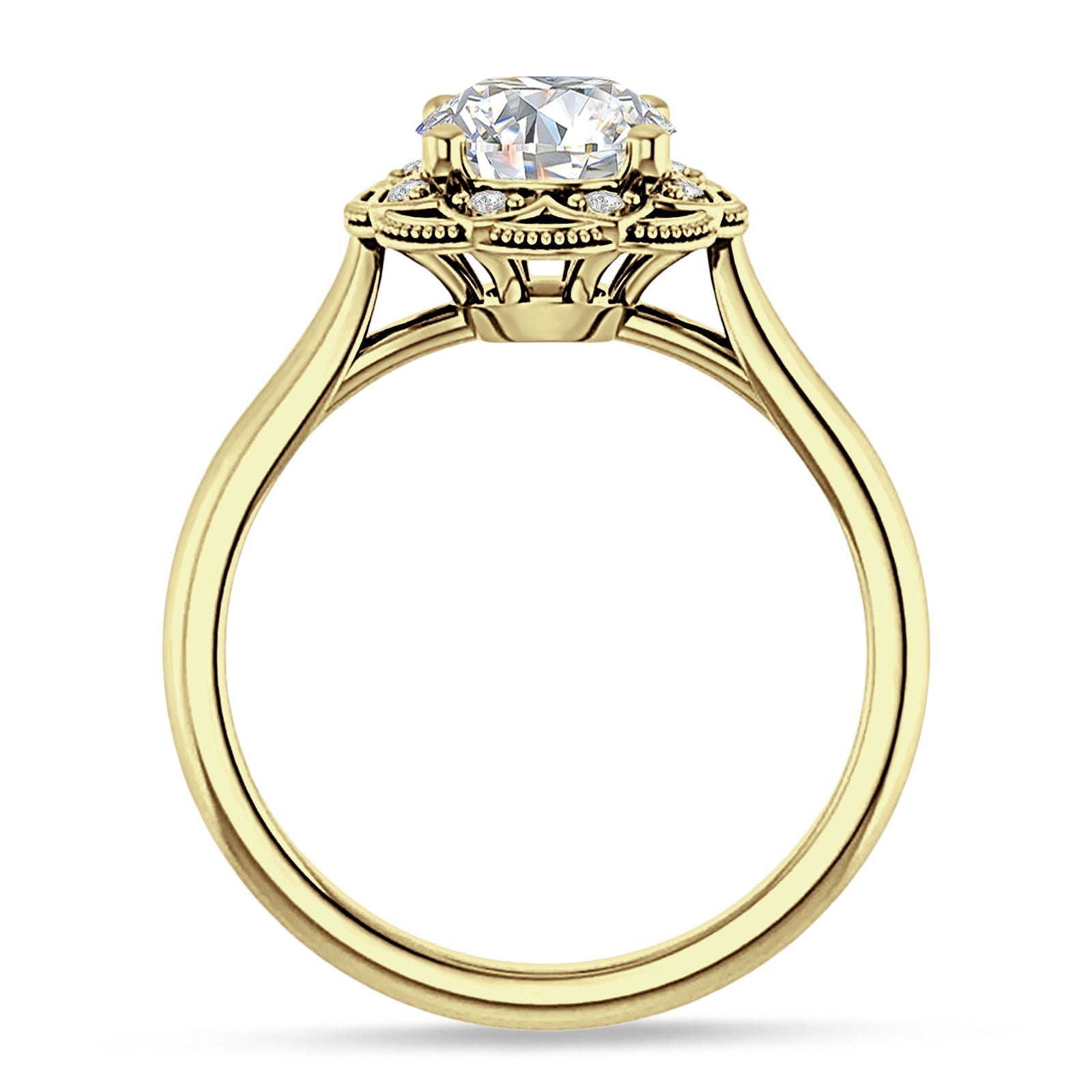 10K Gold IGI Certified Round 2 Carat Lab Grown Diamond Art Deco Floral Ring