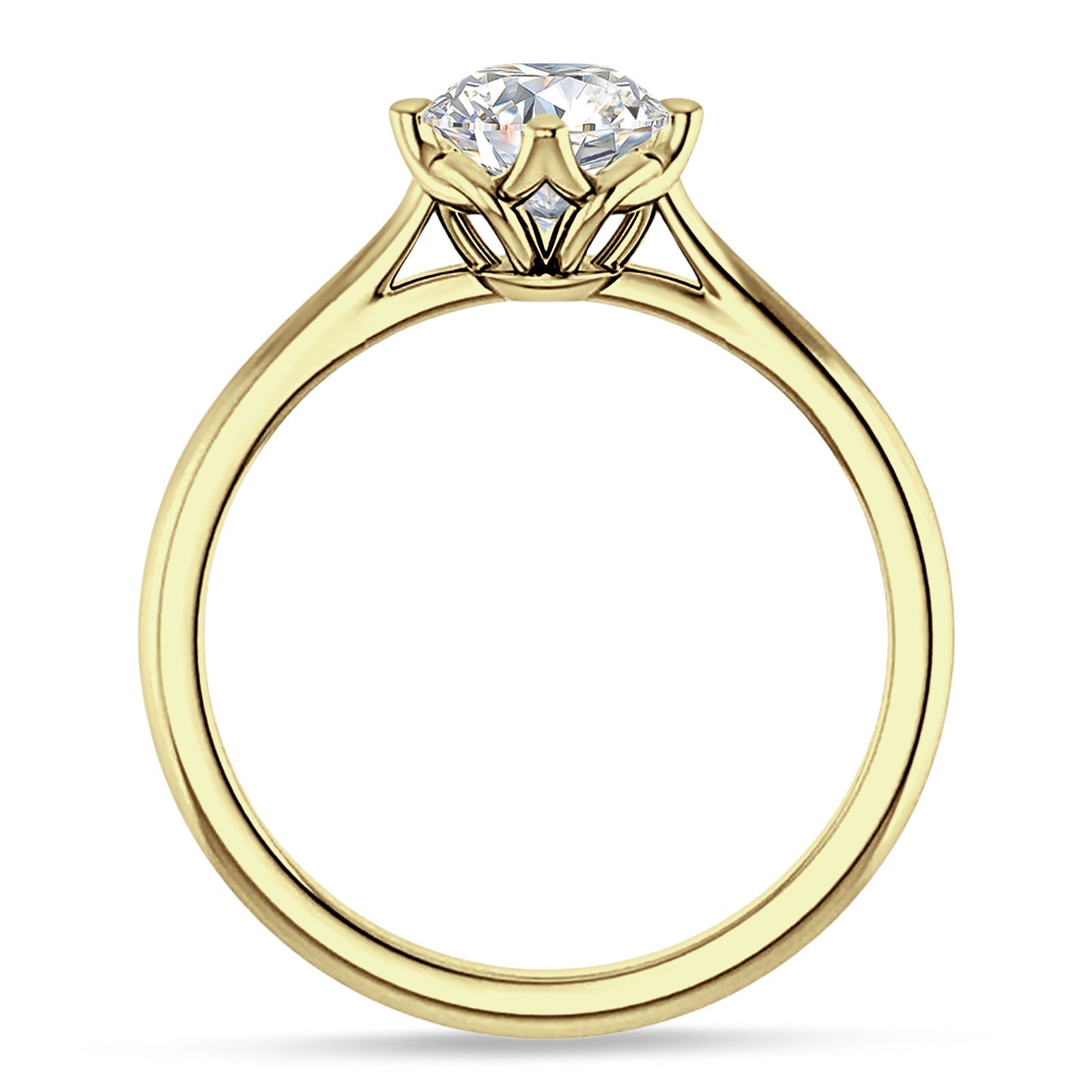 10K Gold IGI Certified Round 1 Carat Lab Grown Diamond Cathedral Solitaire Ring