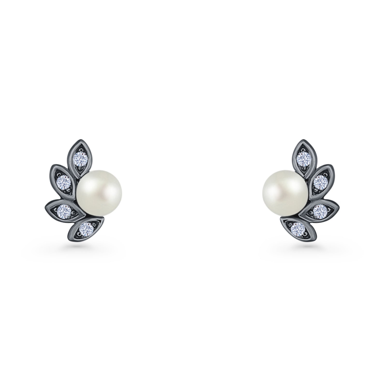 Pearl Leaf Stud Earrings