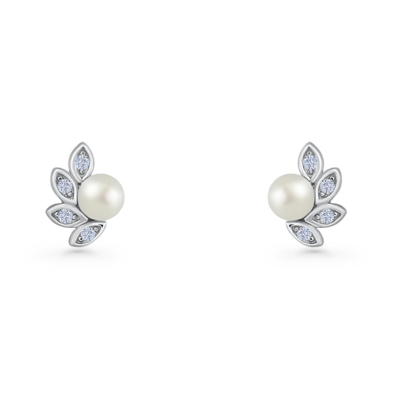 Pearl Leaf Stud Earrings