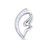 Lab Created White Opal & CZ Heart Filigree Pendant 925 Sterling Silver