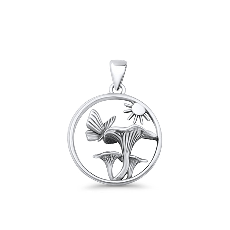 Sun Butterfly Mushroom Pendant Necklace