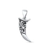 Tribal Tooth Pendant Oxidized 925 Sterling Silver