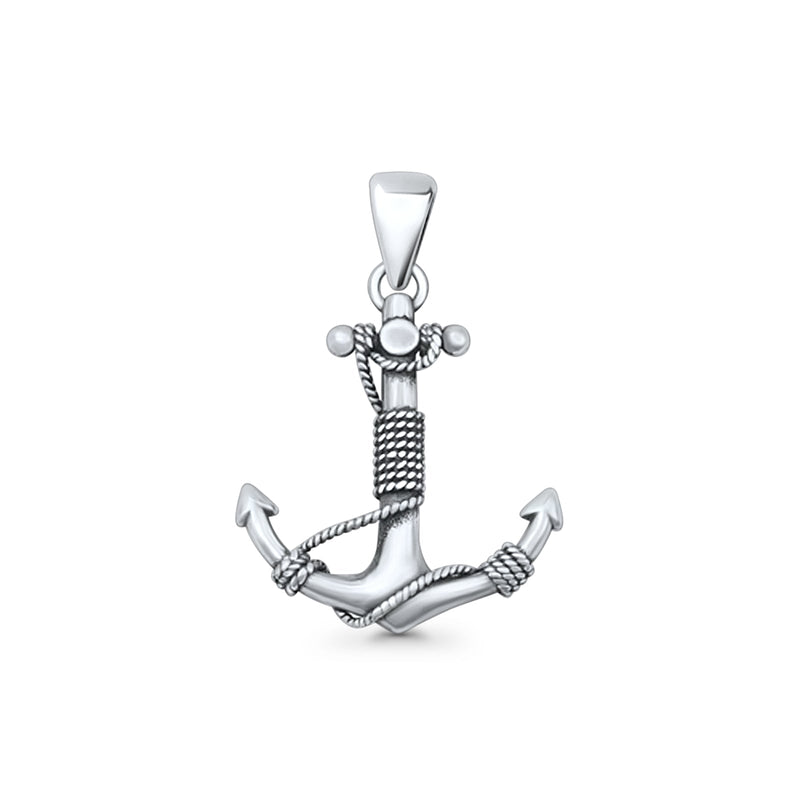 Twisted Rope Anchor Pendant Necklace