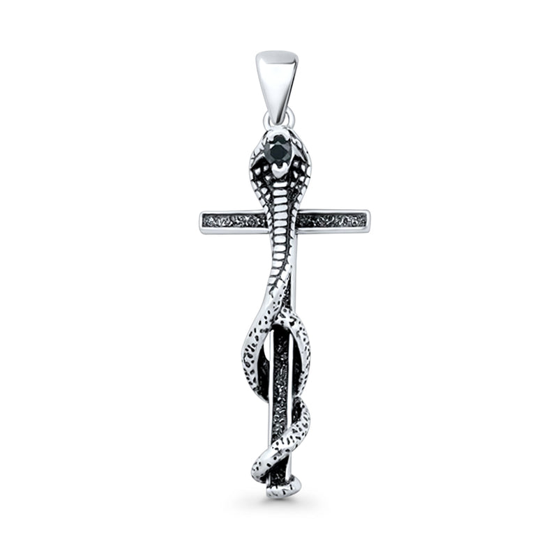 Cobra Snake Cross Pendant Necklace