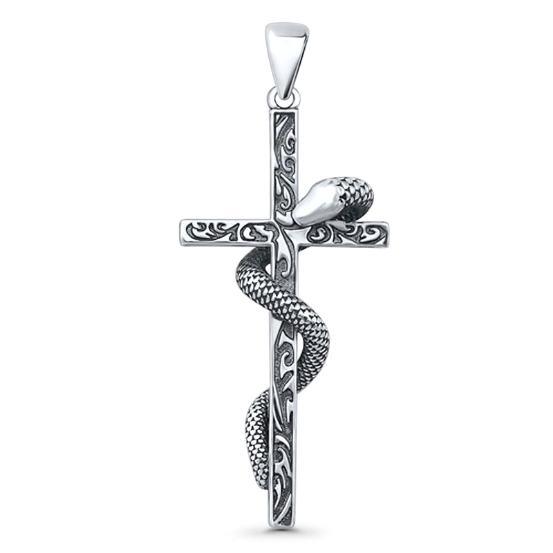 Snake & Cross Pendant Necklace