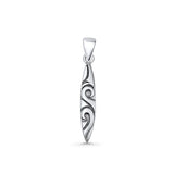 Surfboard Wave Pendant Oxidized 925 Sterling Silver