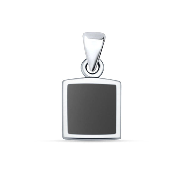 Black Onyx Square Pendant Snake Chain Necklace 925 Sterling Silver