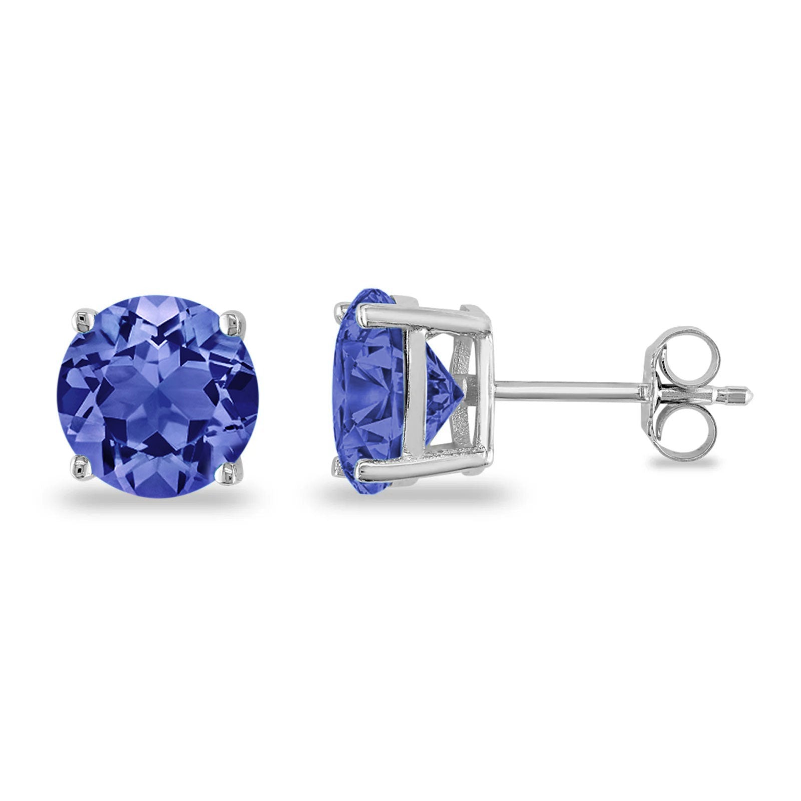 Butterfly Back 4 Prong Round Casting Cubic Zirconia Stud Earrings 925 Sterling Silver 3mm-9mm Choose Size