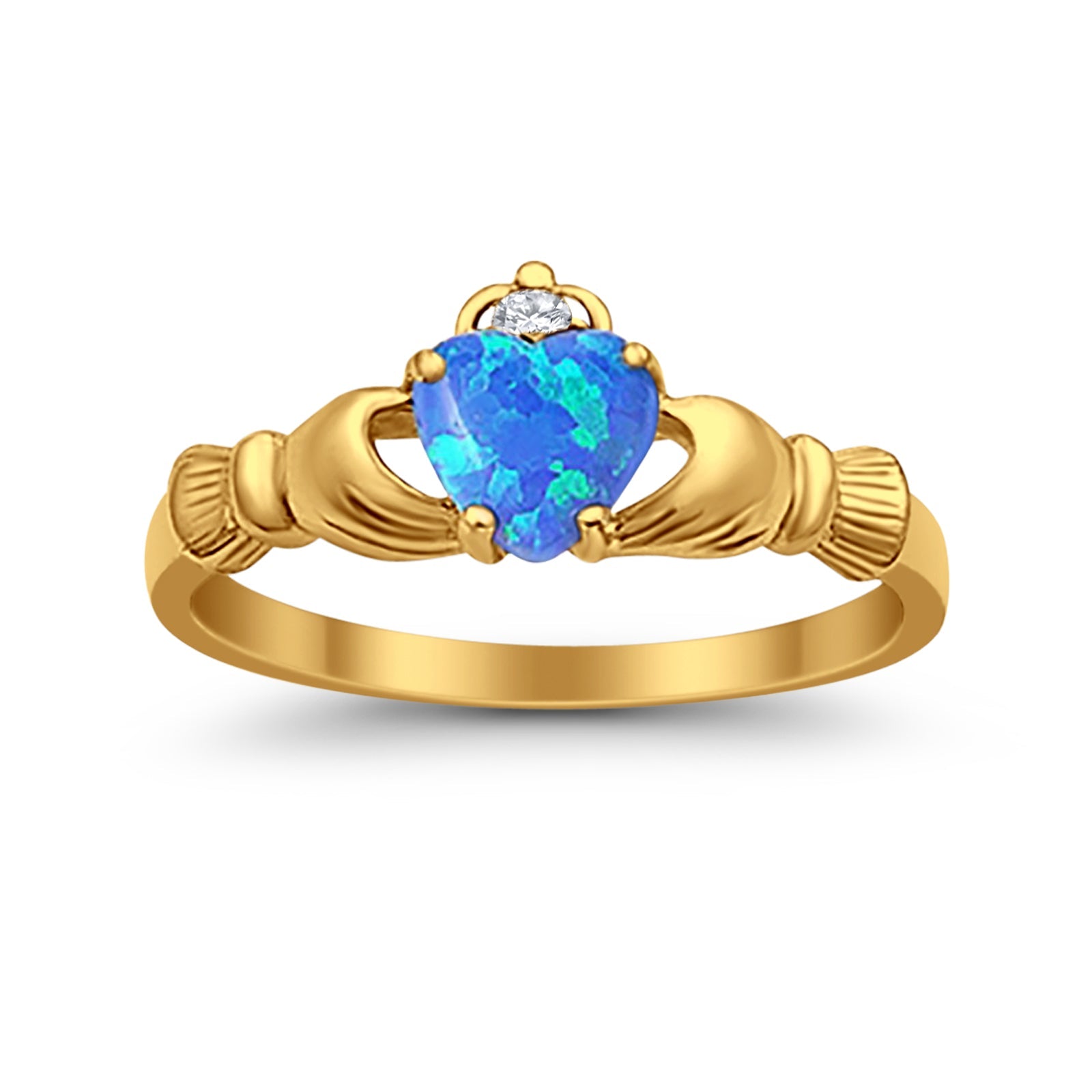 Heart Shape Simulated Cubic Zirconia Claddagh Wedding Ring 925 Sterling Silver