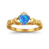 Heart Shape Simulated Cubic Zirconia Claddagh Wedding Ring 925 Sterling Silver