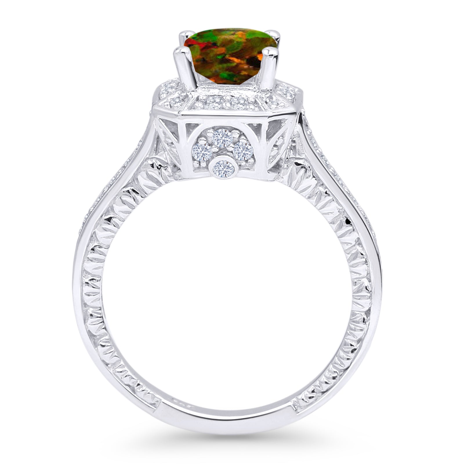 Princess Cut Halo Art Deco Gold Ring