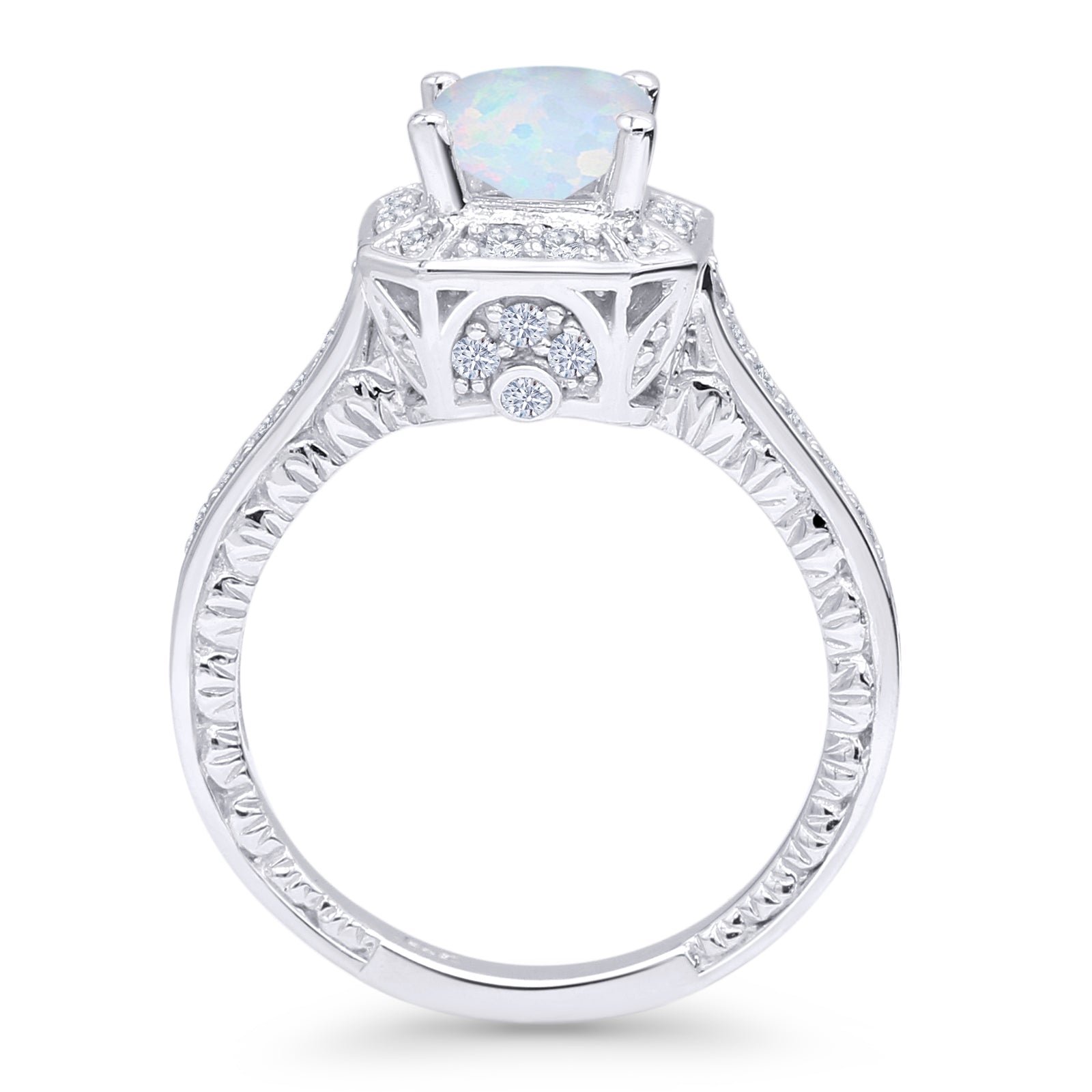 Princess Cut Halo Art Deco Gold Ring