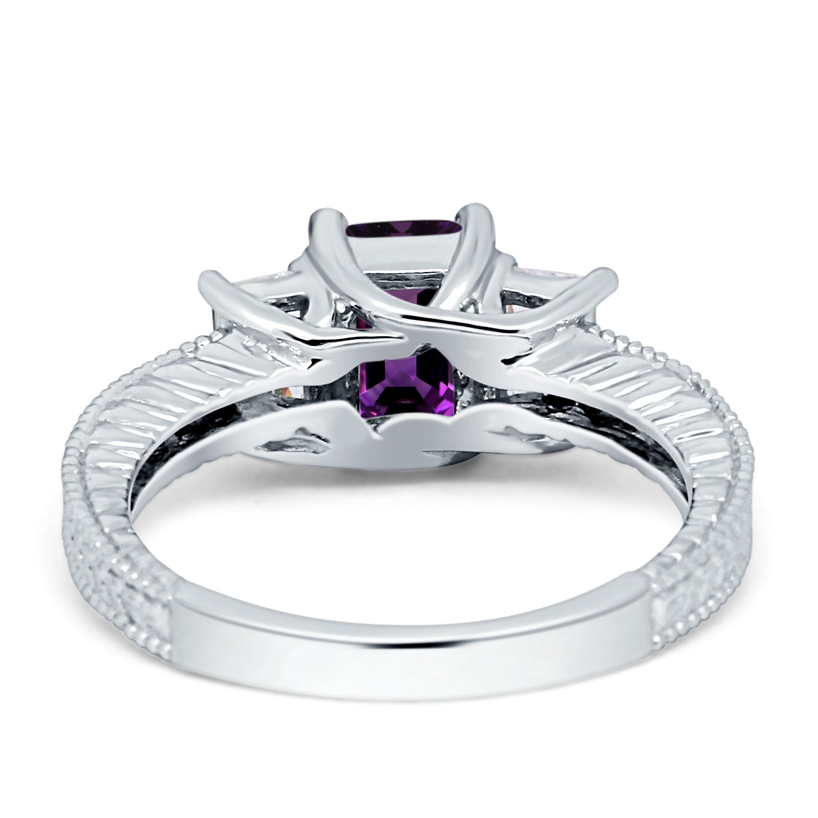Three Stone Emerald Cut Gold Ring