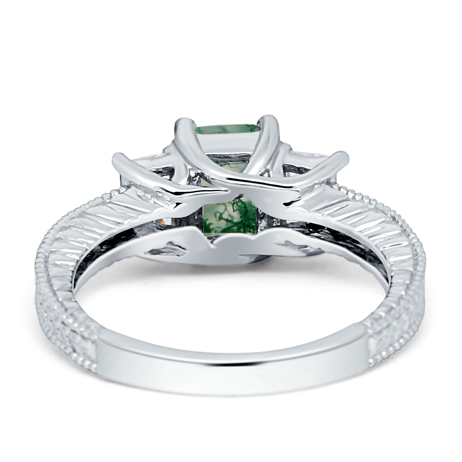 Three Stone Emerald Cut Gold Ring