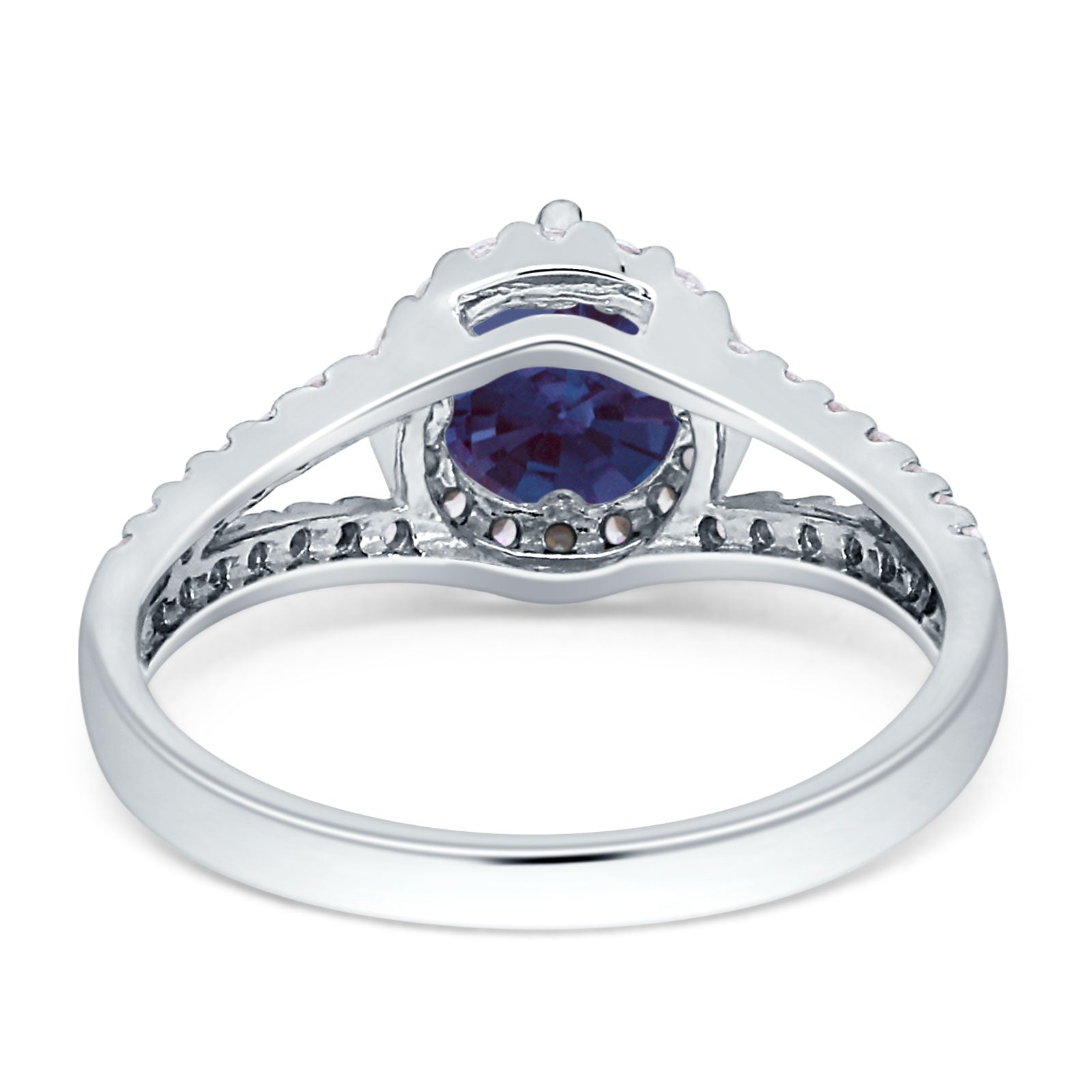 Round Halo Split Shank Gold Ring
