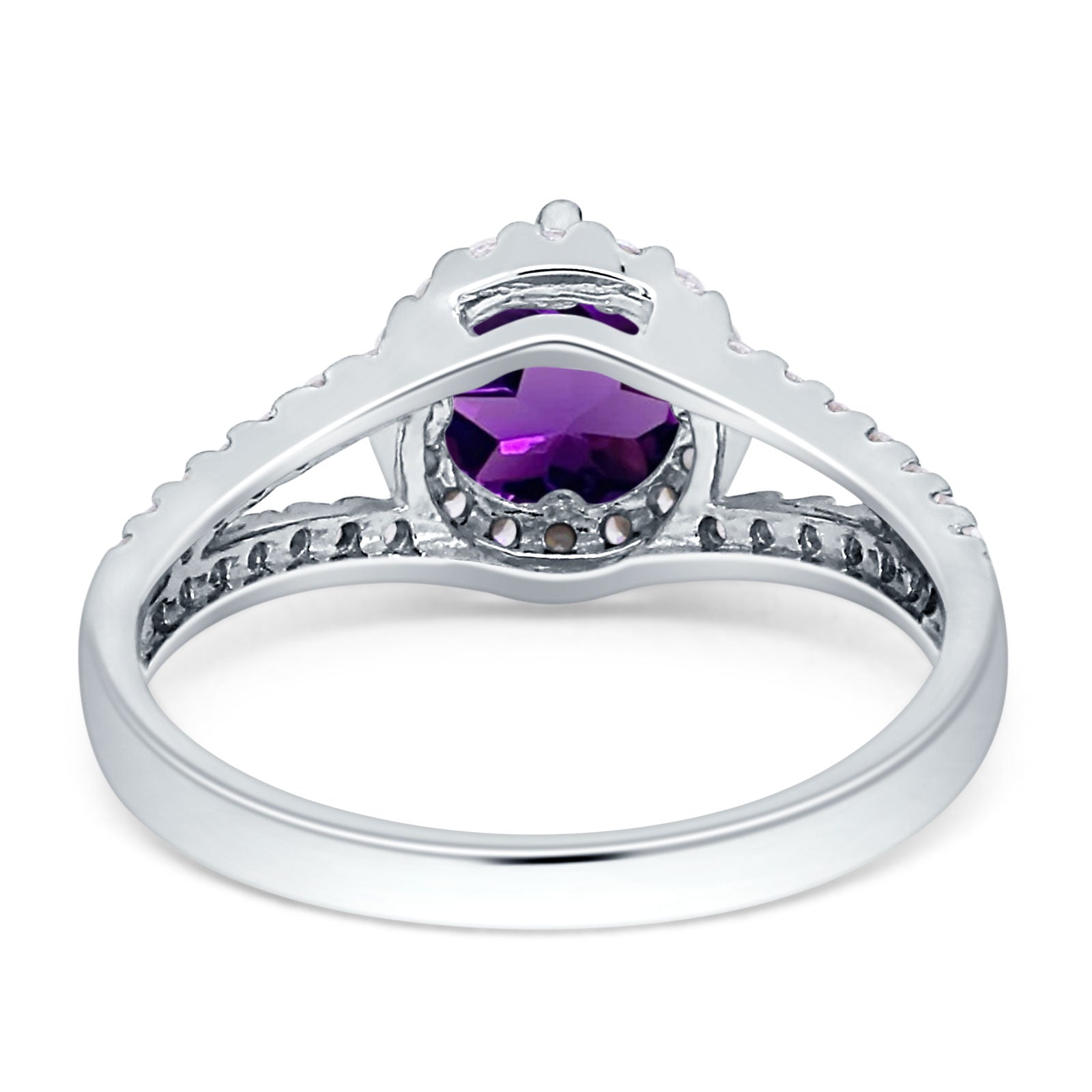 Round Halo Split Shank Gold Ring