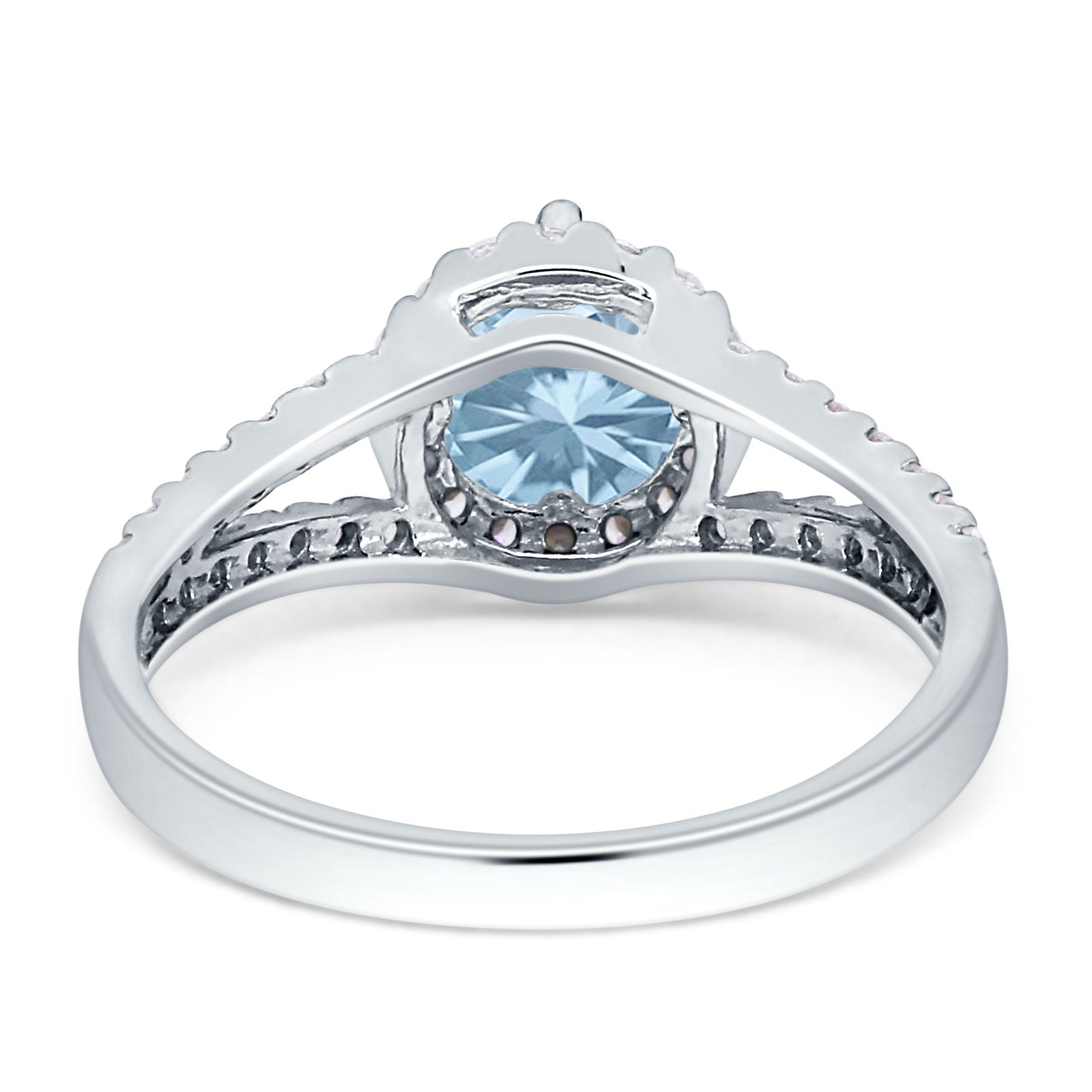 Round Halo Split Shank Gold Ring