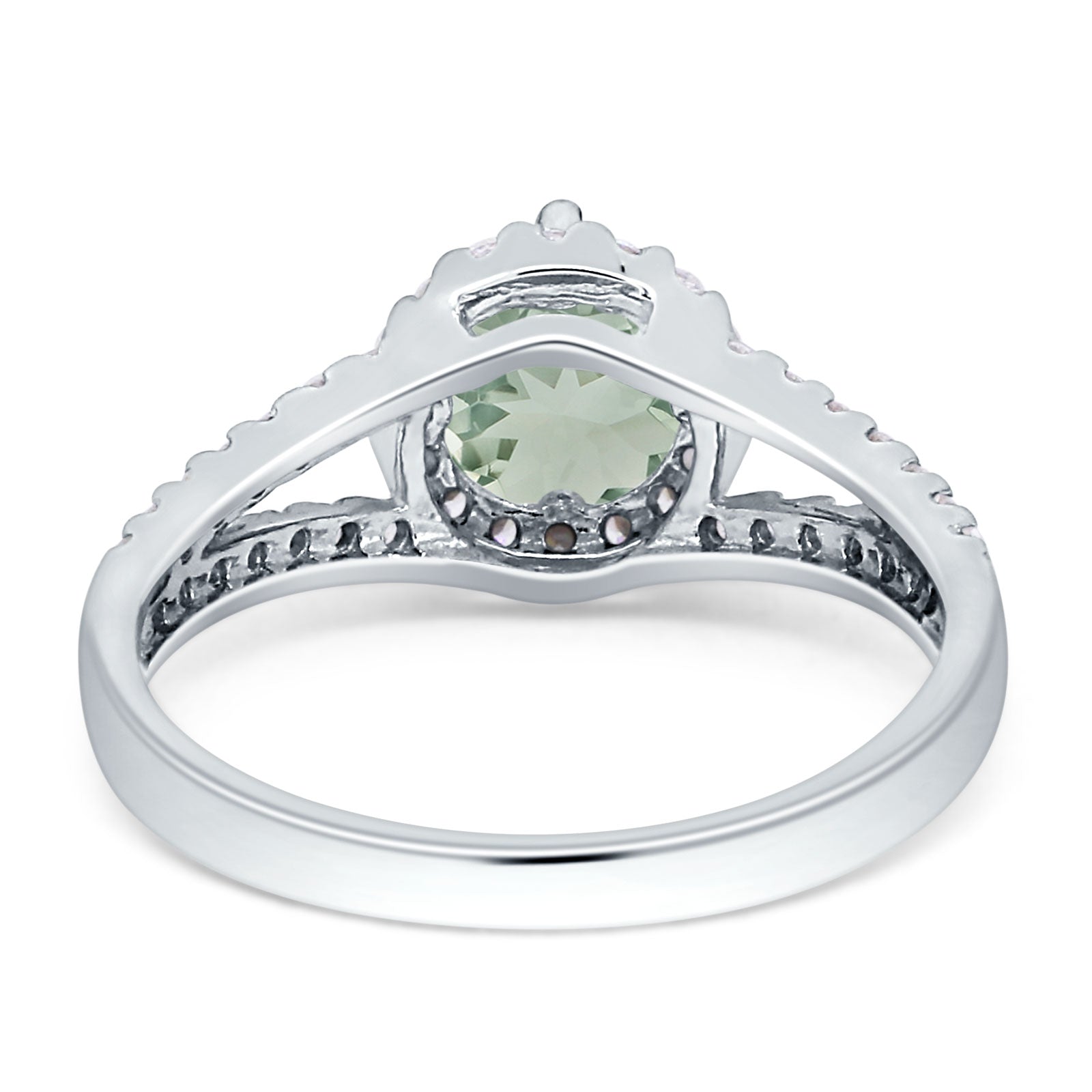 Round Halo Split Shank Gold Ring