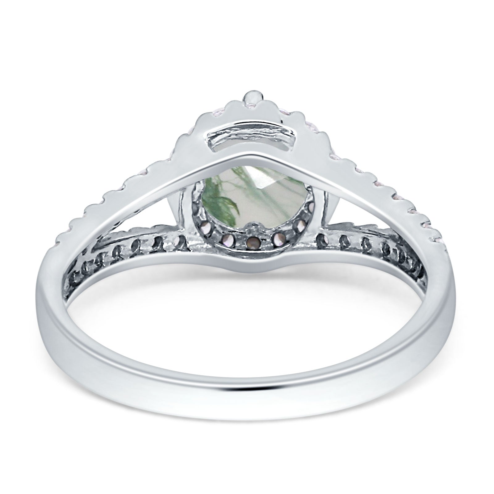 Round Halo Split Shank Gold Ring