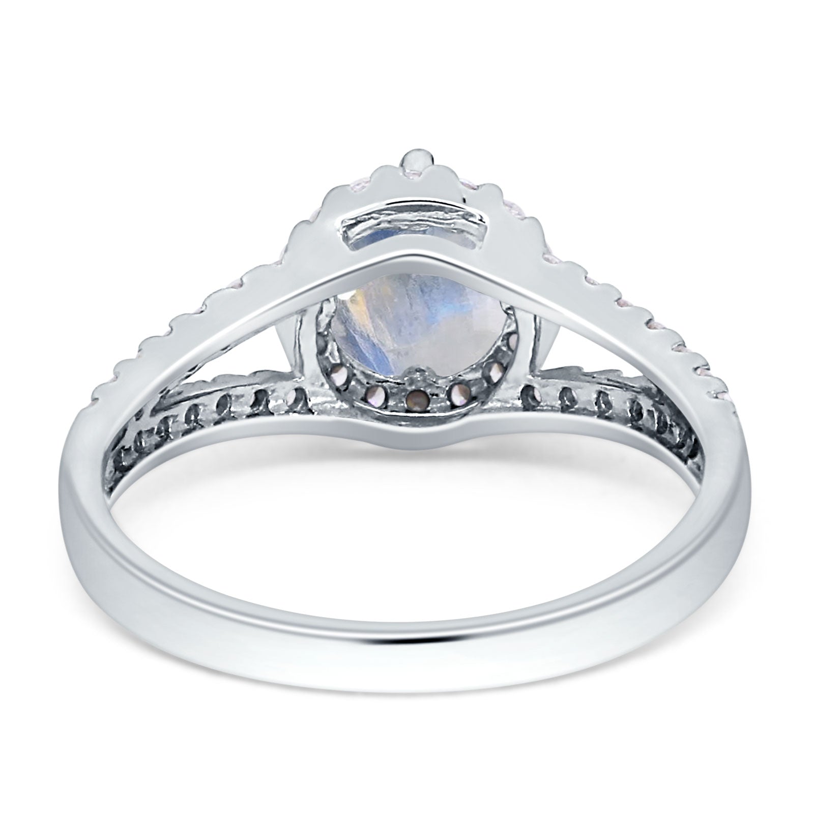 Round Halo Split Shank Gold Ring