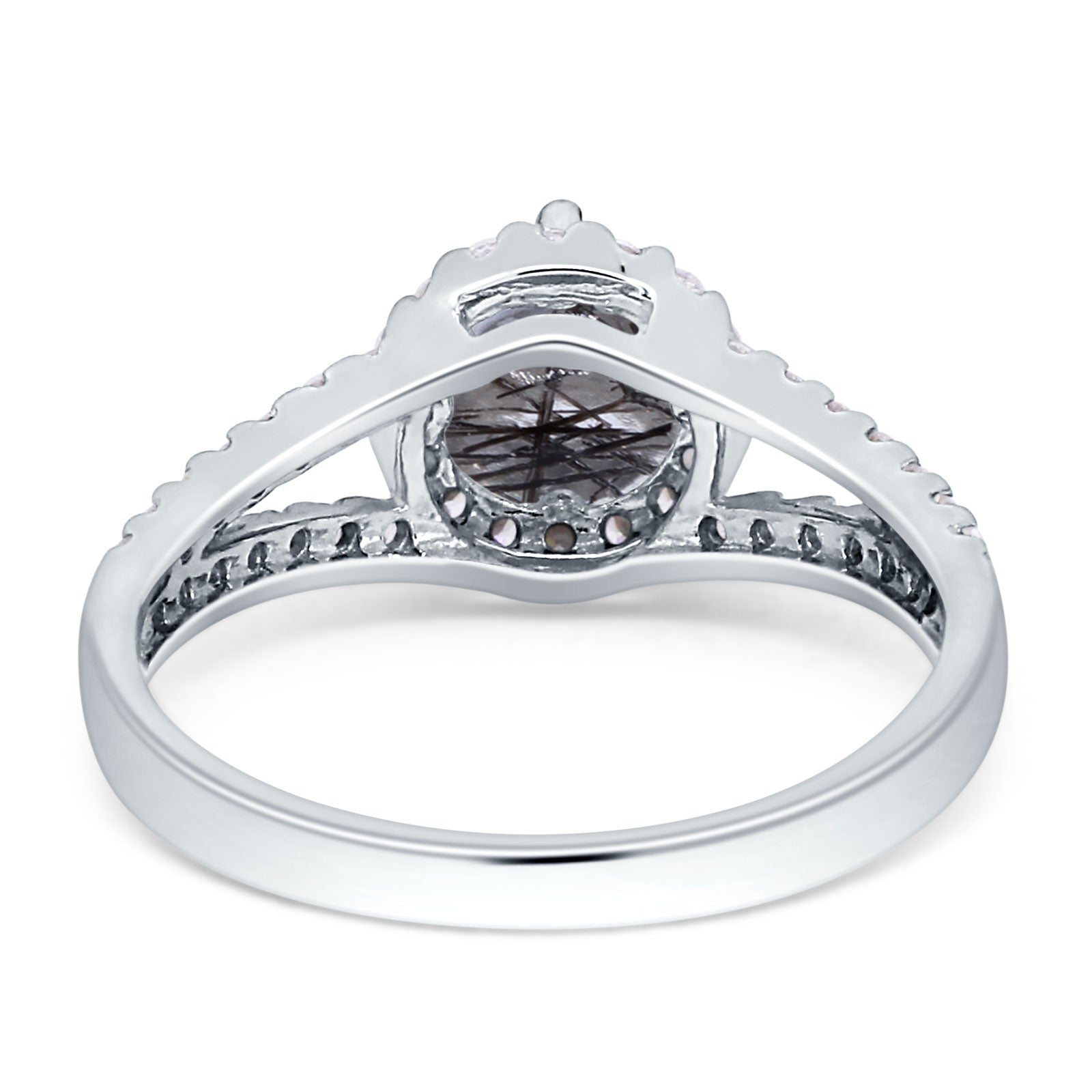 Round Halo Split Shank Gold Ring