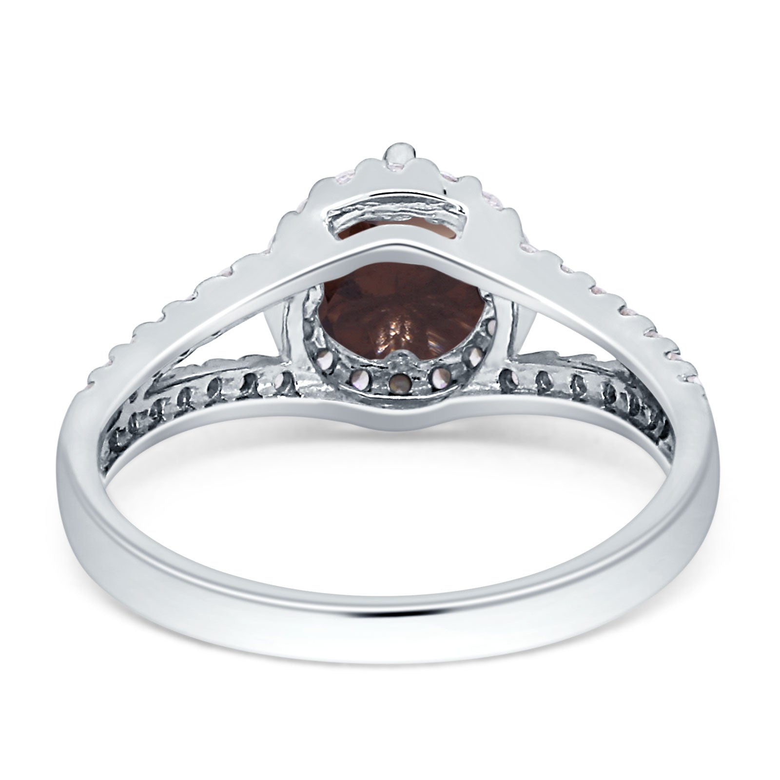 Round Halo Split Shank Gold Ring