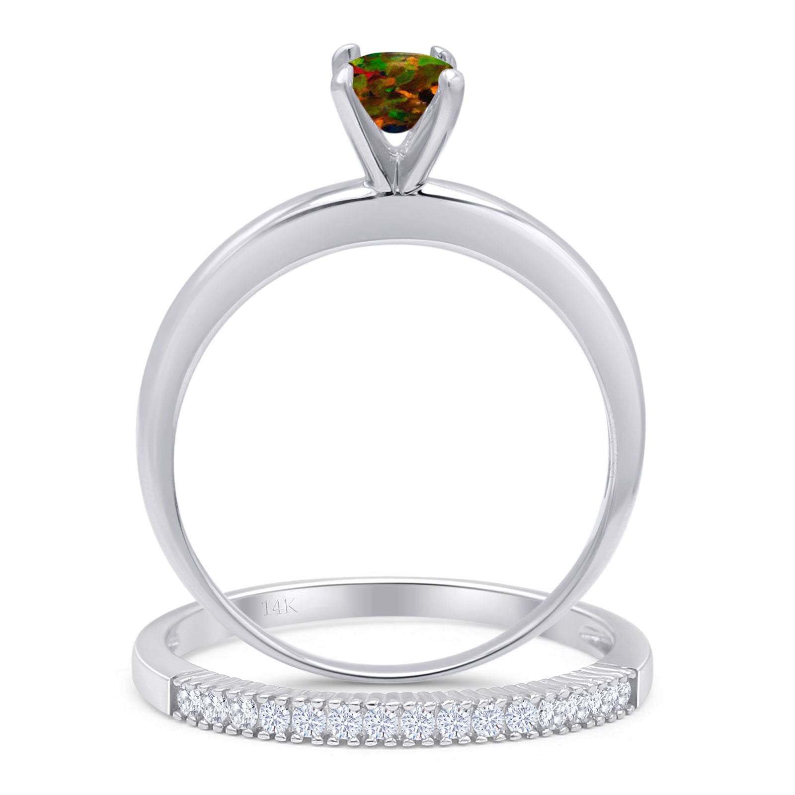 Two Piece Round Solitaire Eternity Gold Ring
