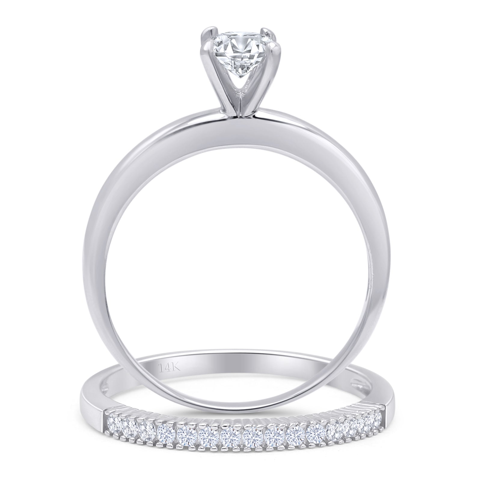 Two Piece Round Solitaire Bridal Gold Ring