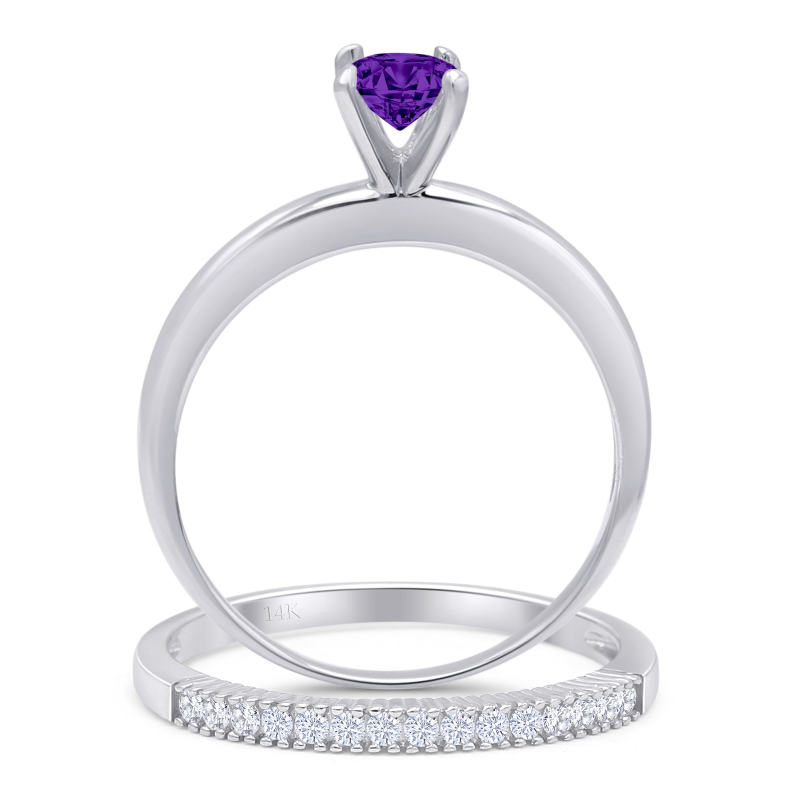 Two Piece Round Solitaire Bridal Gold Ring
