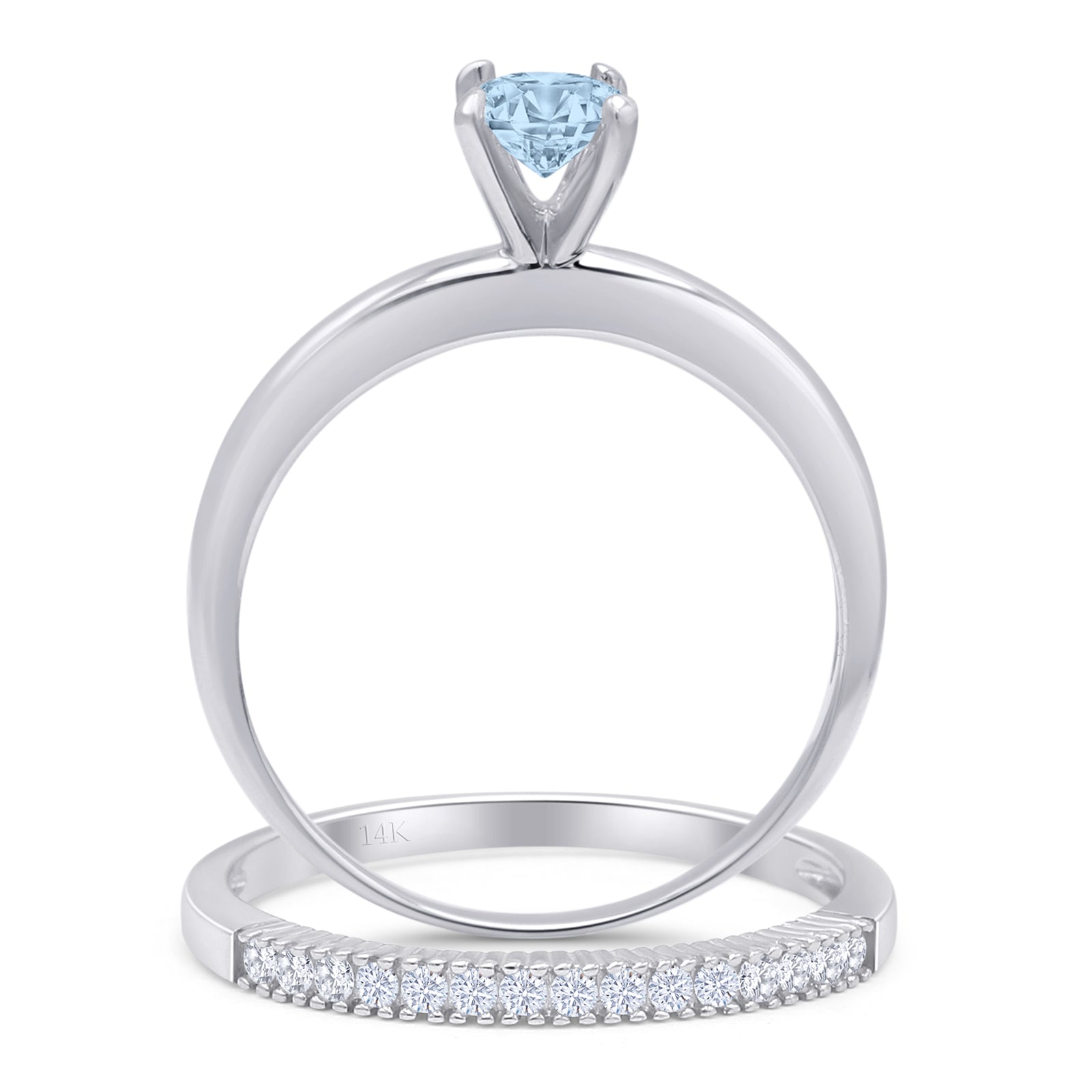 Two Piece Round Solitaire Bridal Gold Ring