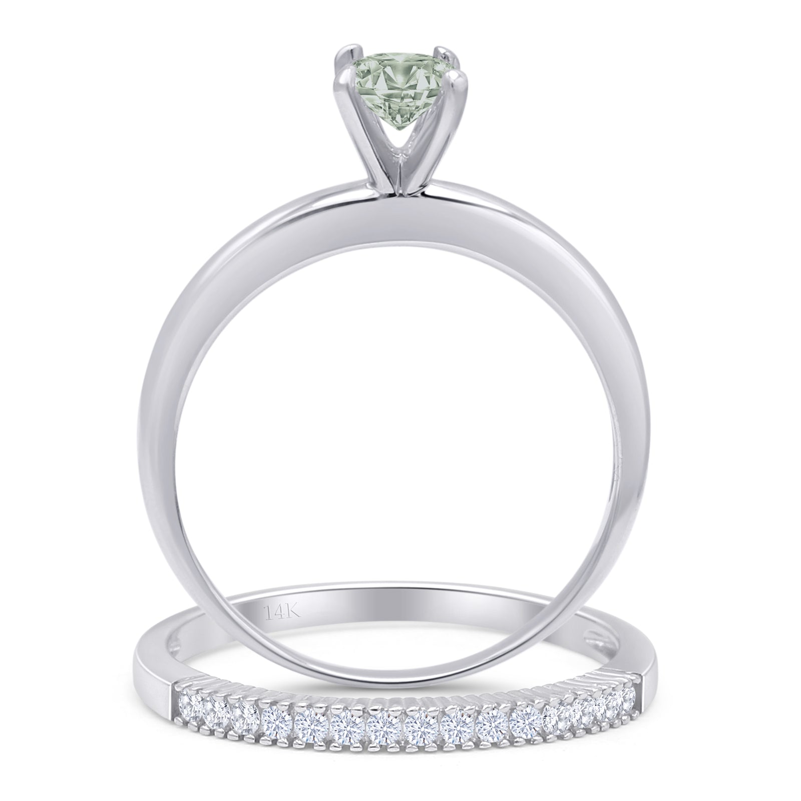 Two Piece Round Solitaire Bridal Gold Ring