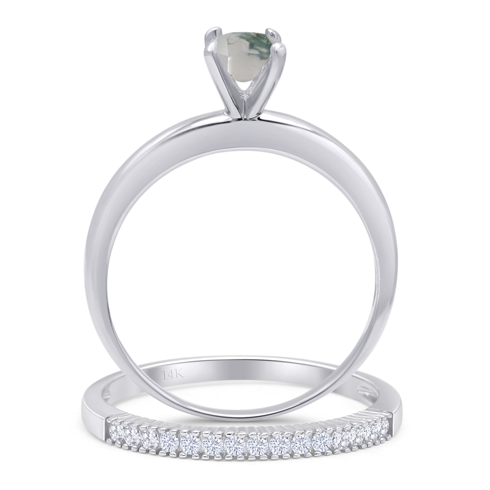 Two Piece Round Solitaire Bridal Gold Ring