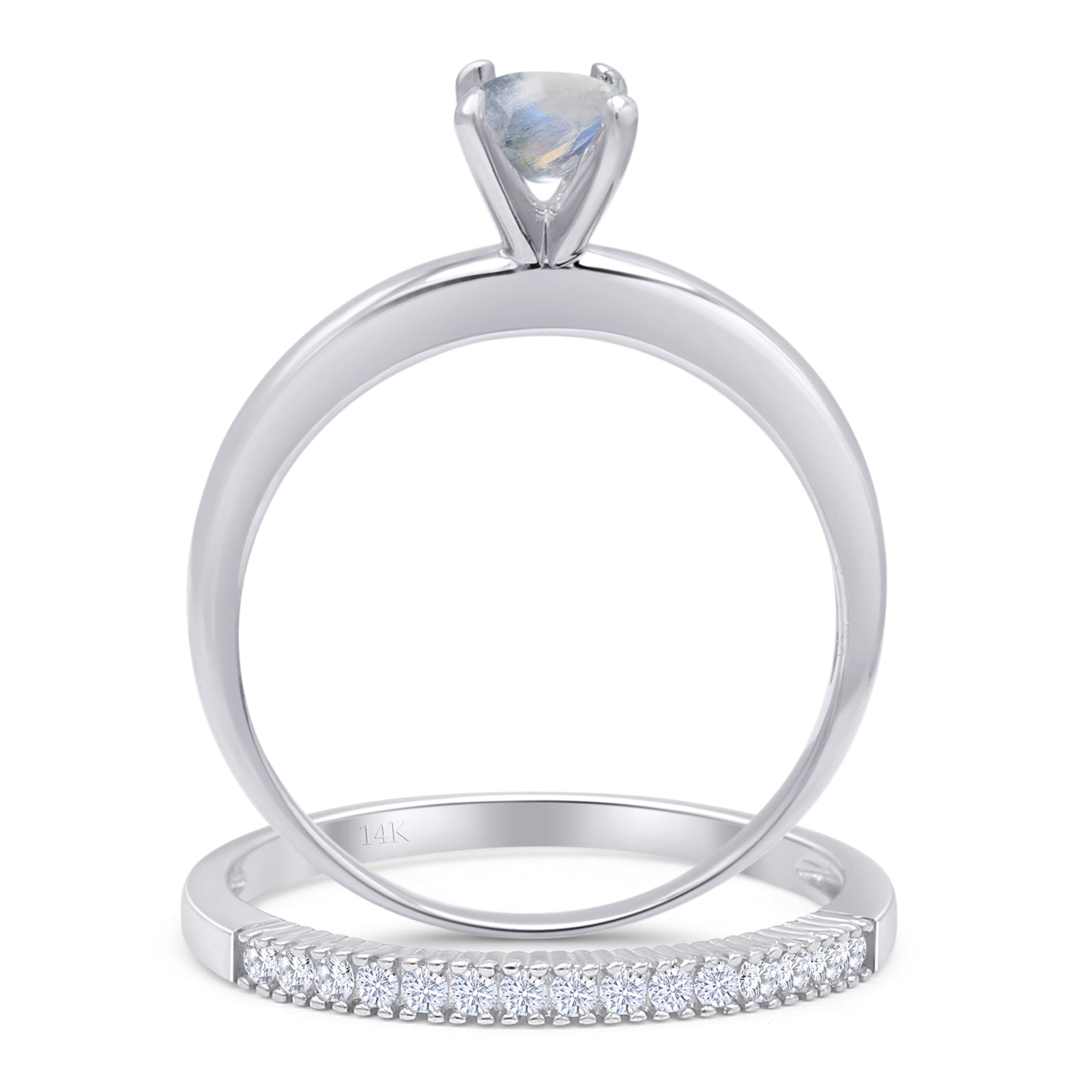 Two Piece Round Solitaire Bridal Gold Ring