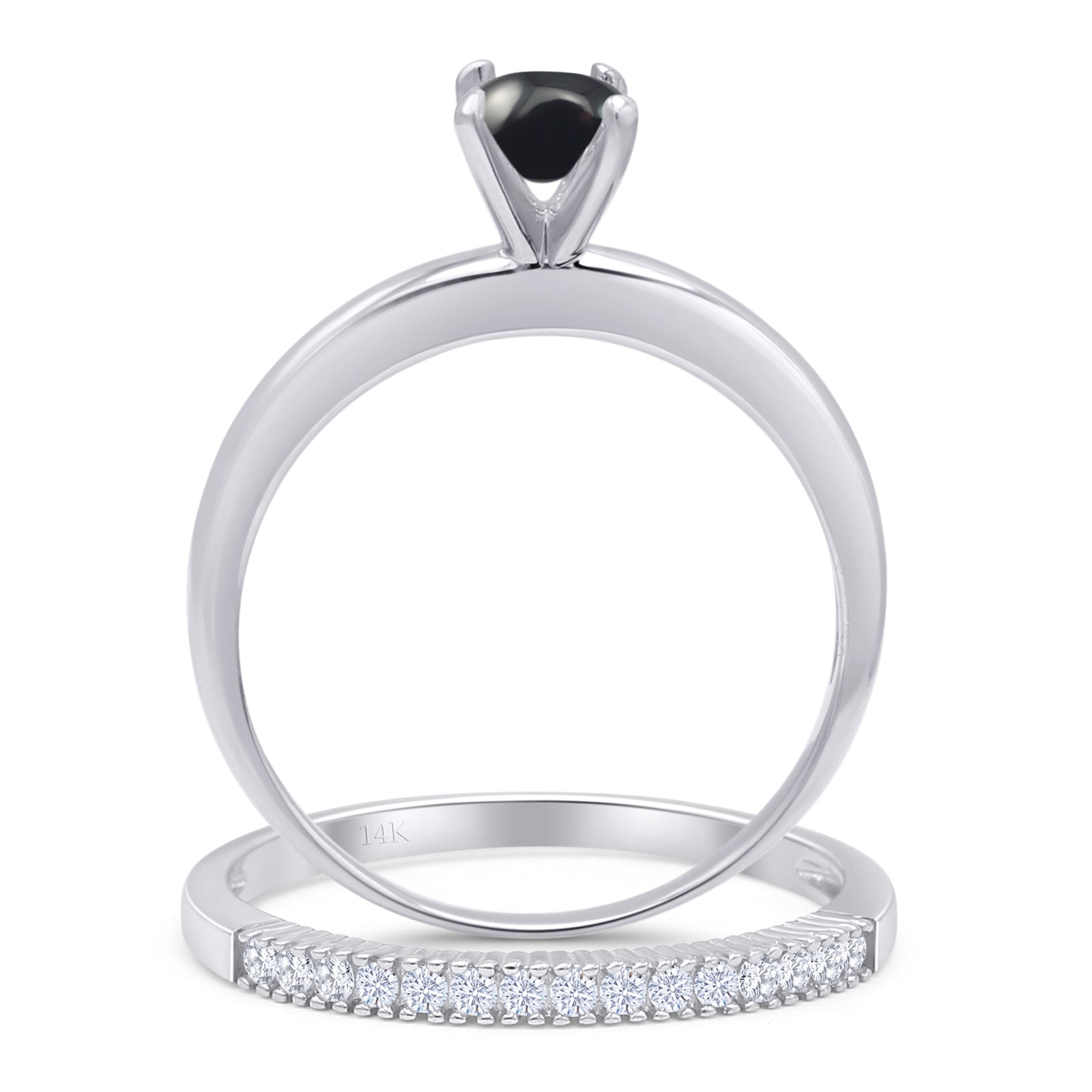 Two Piece Round Solitaire Bridal Gold Ring