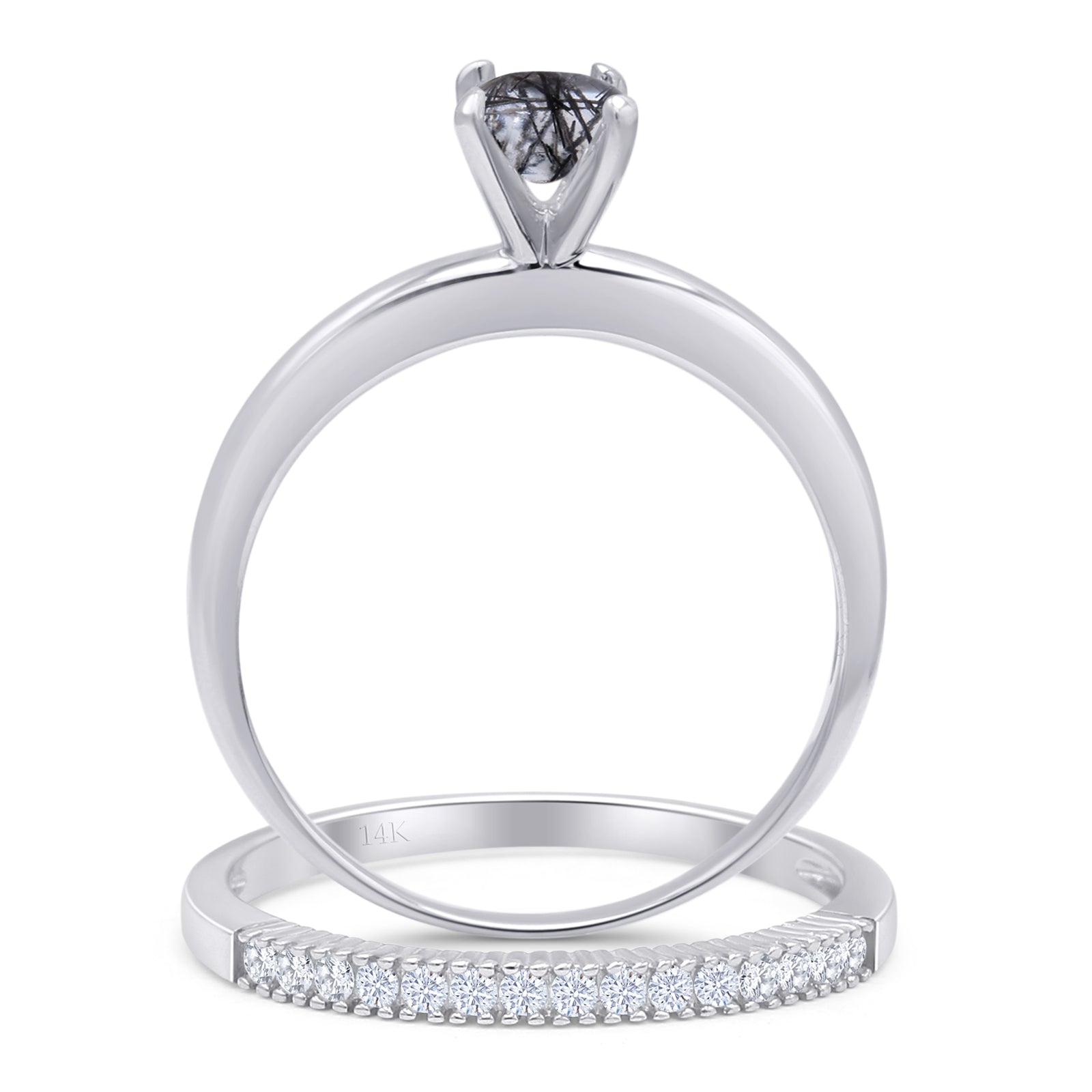 Two Piece Round Solitaire Bridal Gold Ring