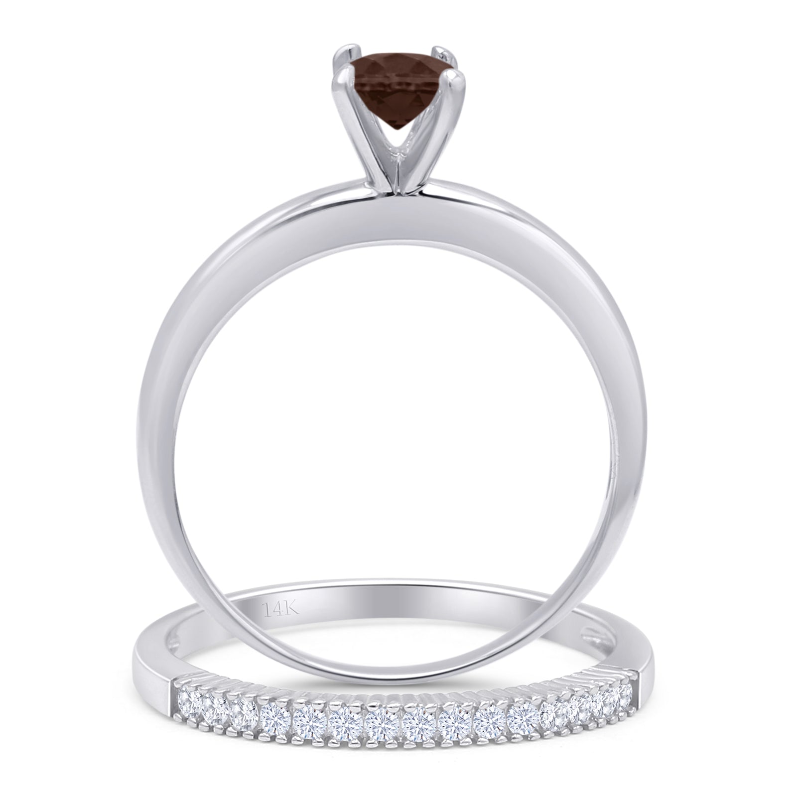 Two Piece Round Solitaire Bridal Gold Ring