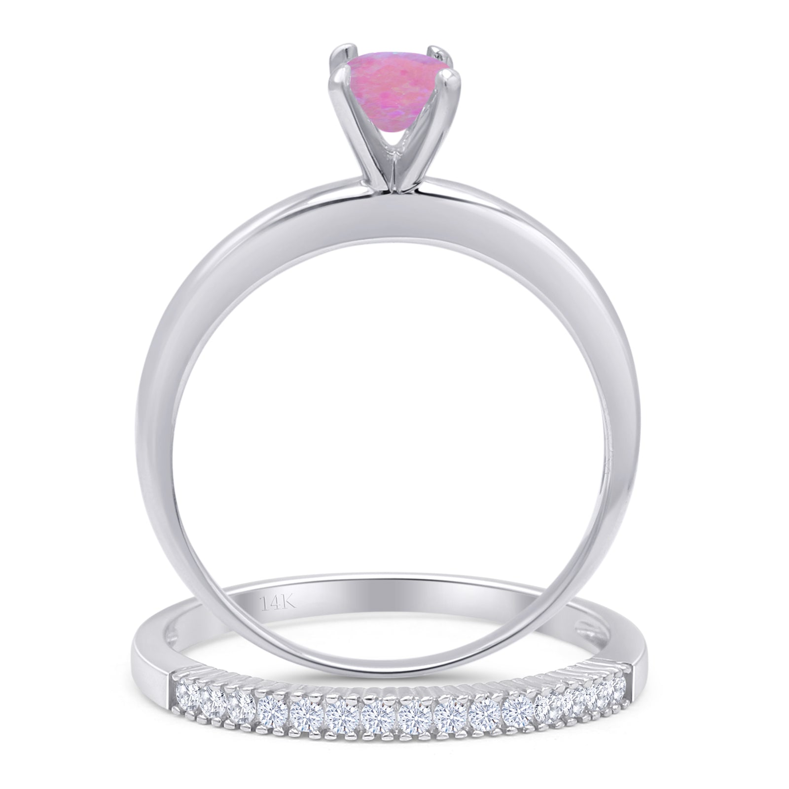 Two Piece Round Solitaire Eternity Gold Ring