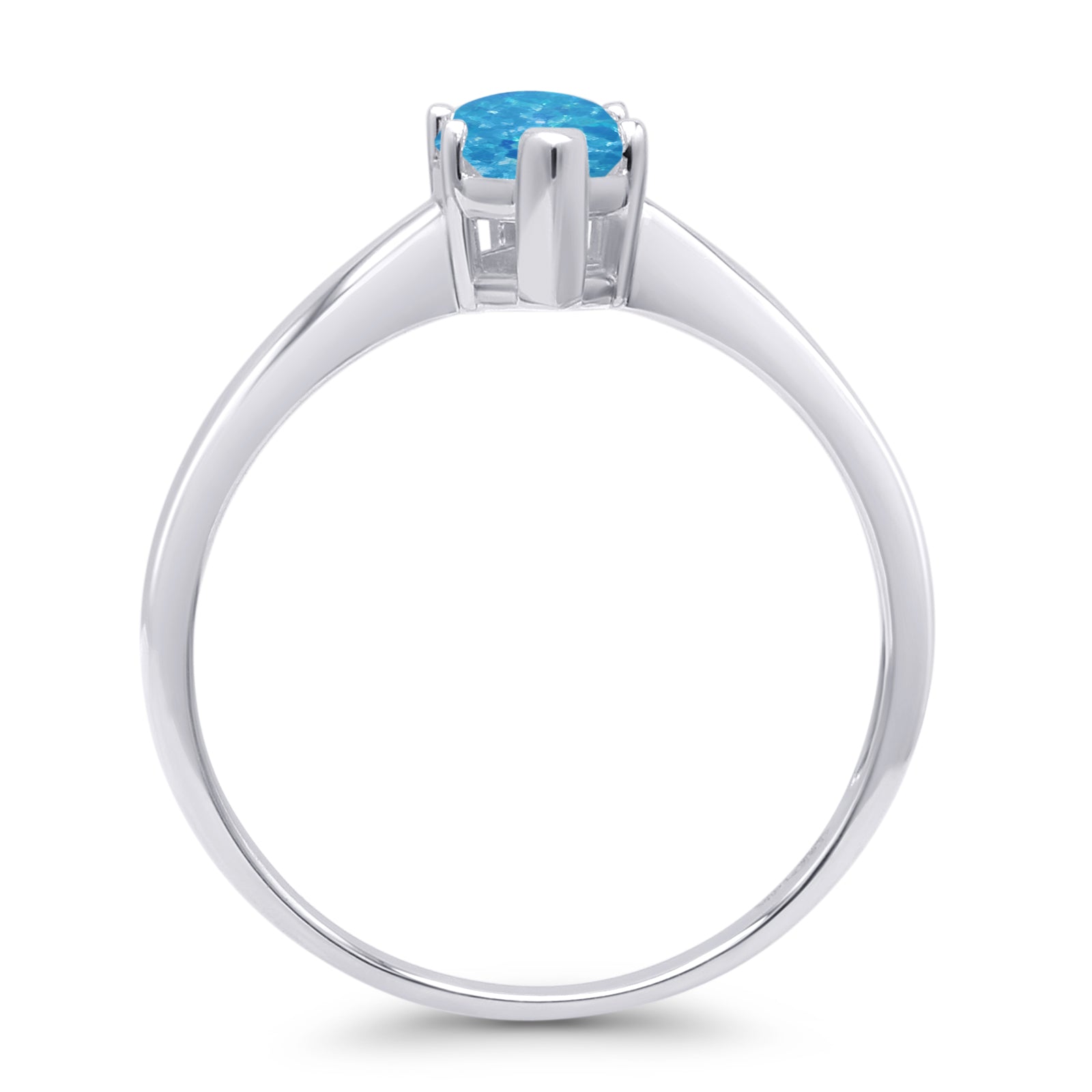 Marquise Lab Created Blue Opal Solitaire Gold Ring