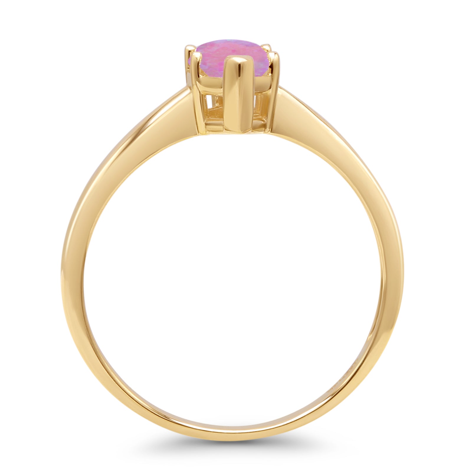 Marquise Lab Created Pink Opal Solitaire Gold Ring