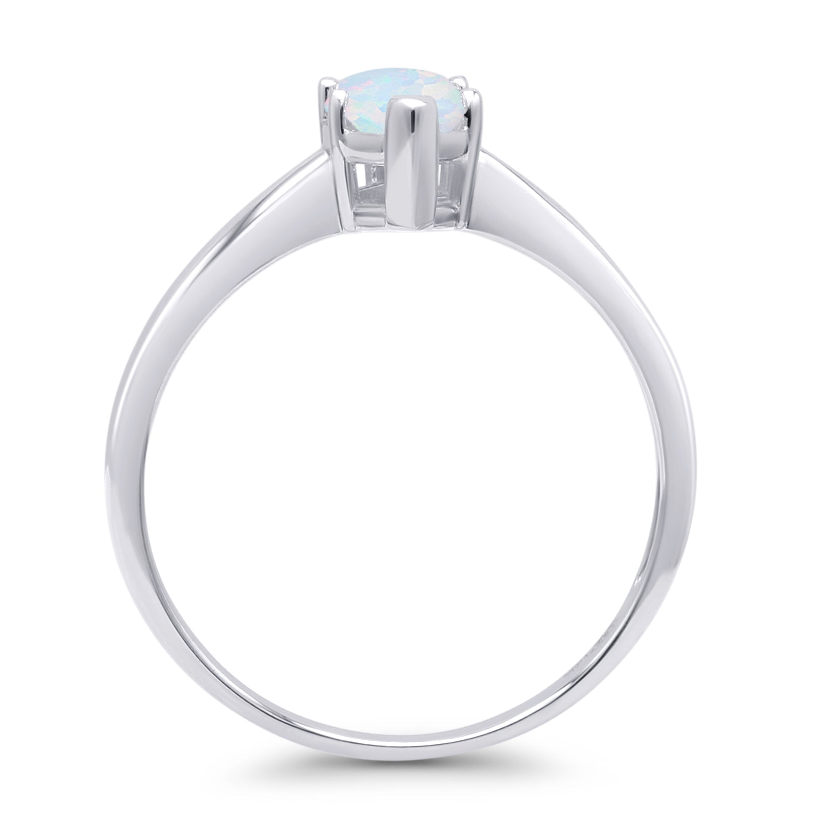 Marquise Lab Created White Opal Solitaire Gold Ring