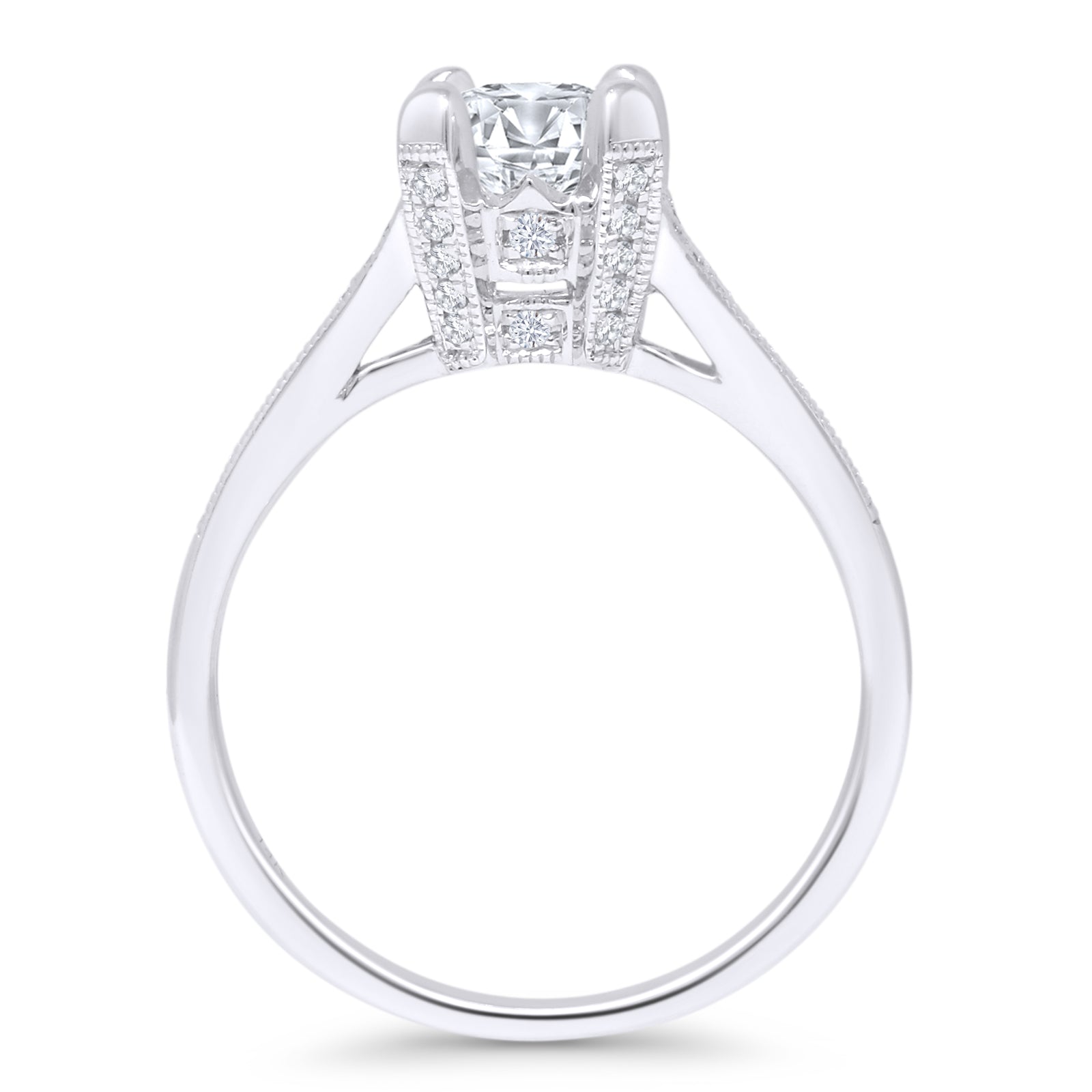 Round Split Shank Diamond Gold Ring