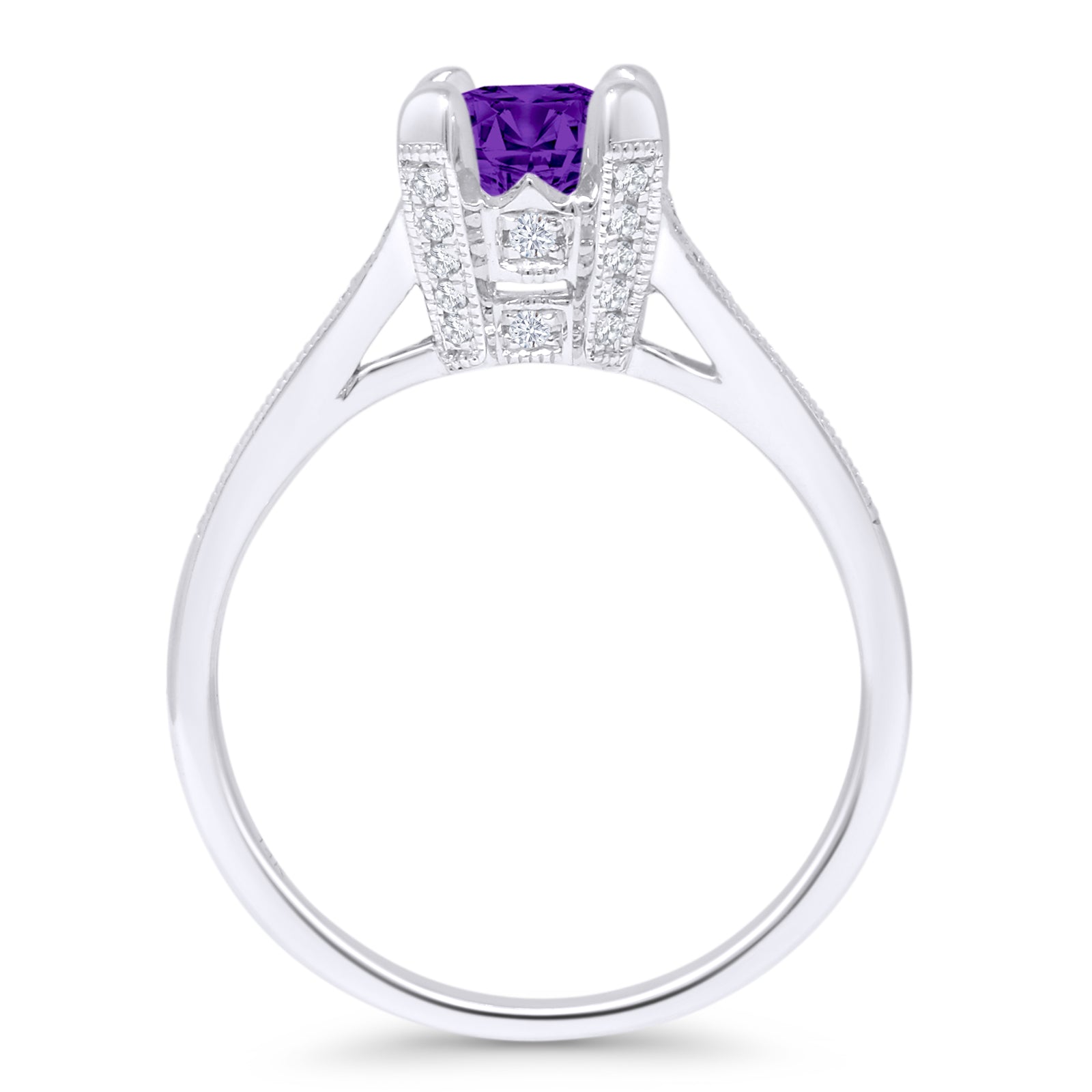 Round Split Shank Diamond Gold Ring