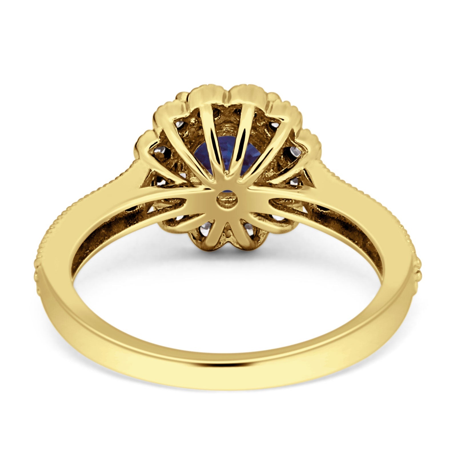 Round Floral Vintage Style Gold Ring