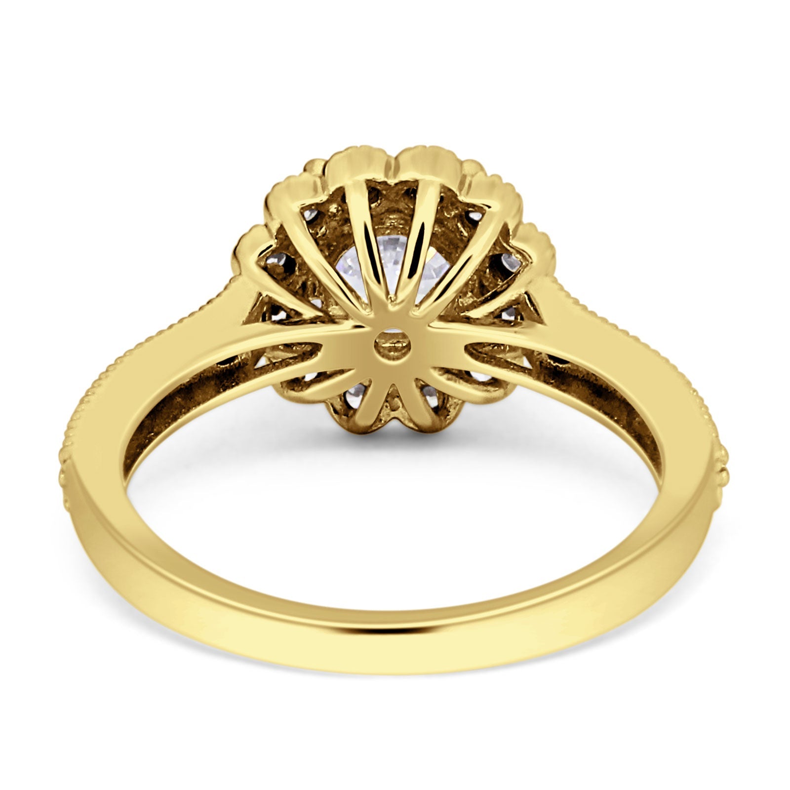 Round Floral Vintage Style Gold Ring