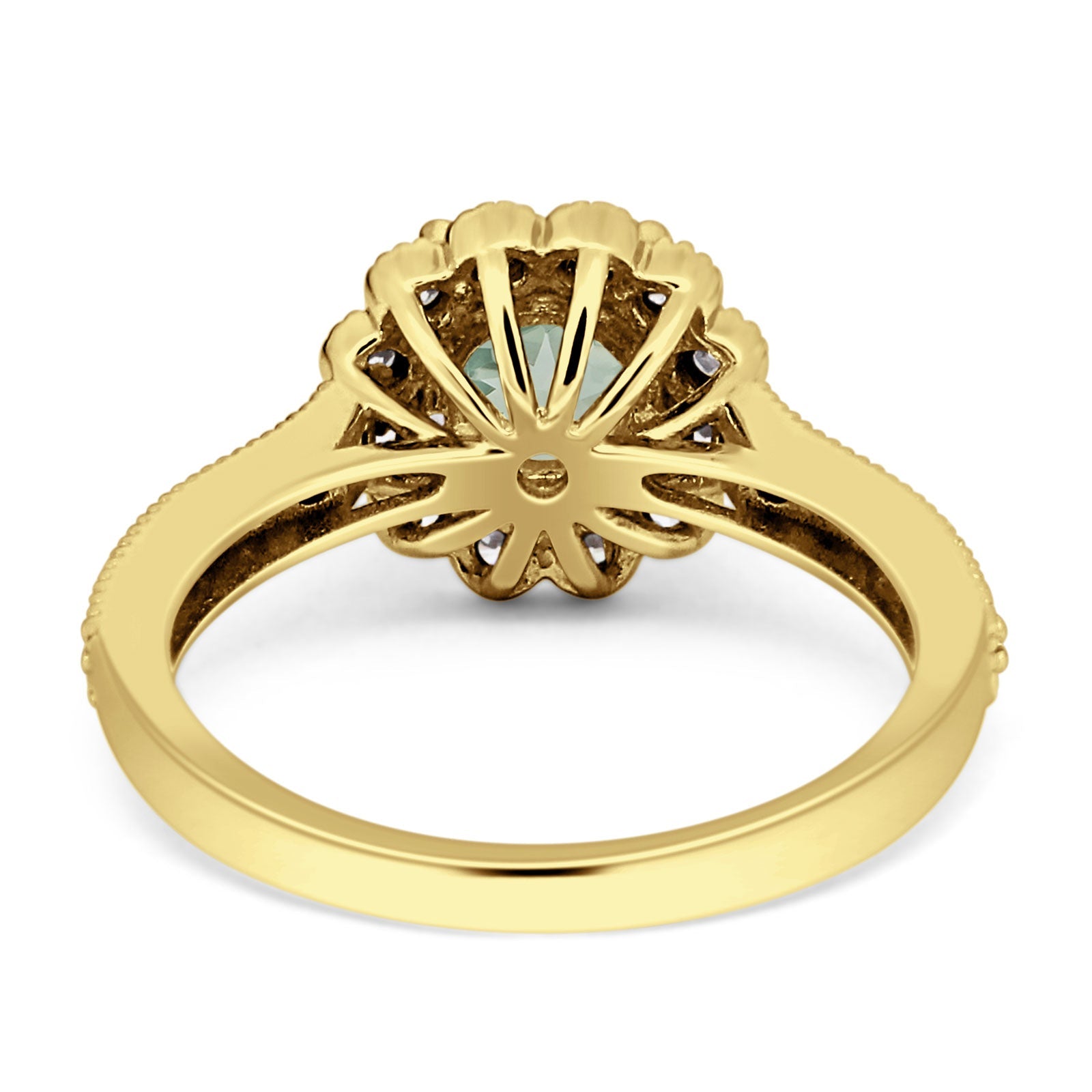 Round Floral Vintage Style Gold Ring