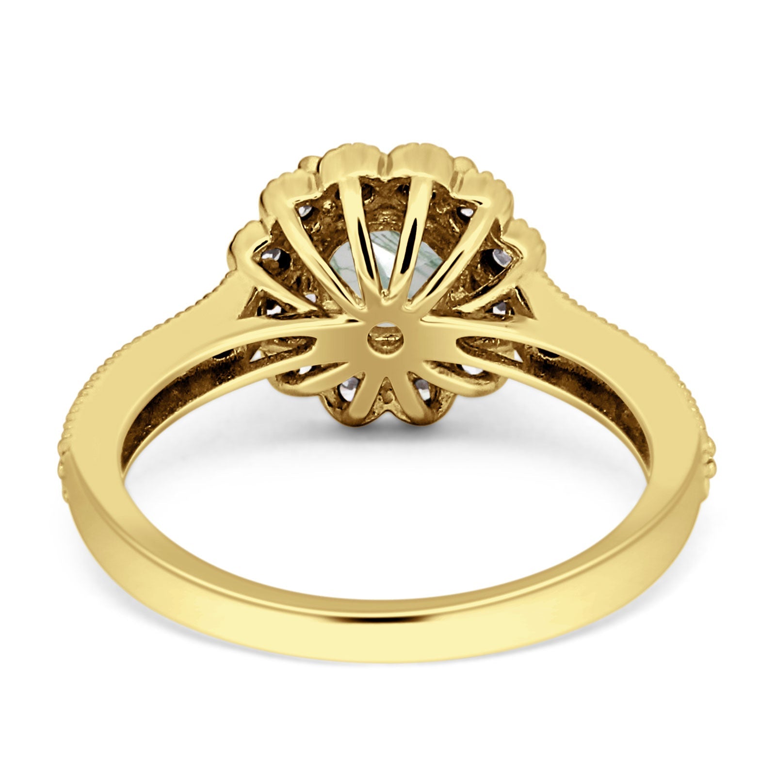 Round Floral Vintage Style Gold Ring